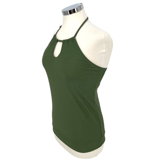 Beachsissi Halter Neck Bikini Top Ruched Bottom Olive Green Size Medium NWT - Picture 2 of 9